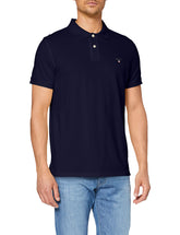 Gant Men's Solid Pique Ss Rugger Regular Fit Short Sleeve Polo Shirts, Blue (Evening Blue), XXL (Manufacturer Size: XXL)